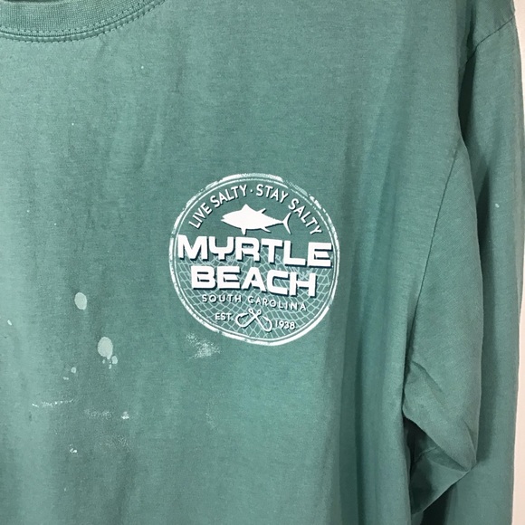 Vintage Tee Saltwater Coastal Collection Paint Splattered Myrtle Beach T-Shirt~M - Picture 3 of 6